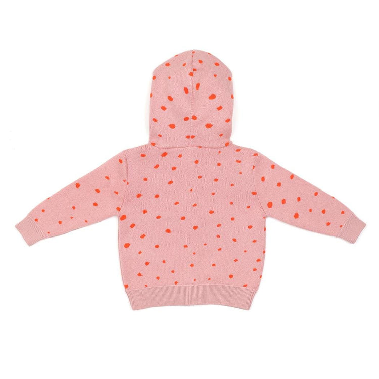 Hooded Patterned Organic Cotton Baby and Kids Cardigan Pink - EFENDINA PAZAR - BABOO - 8682291519571