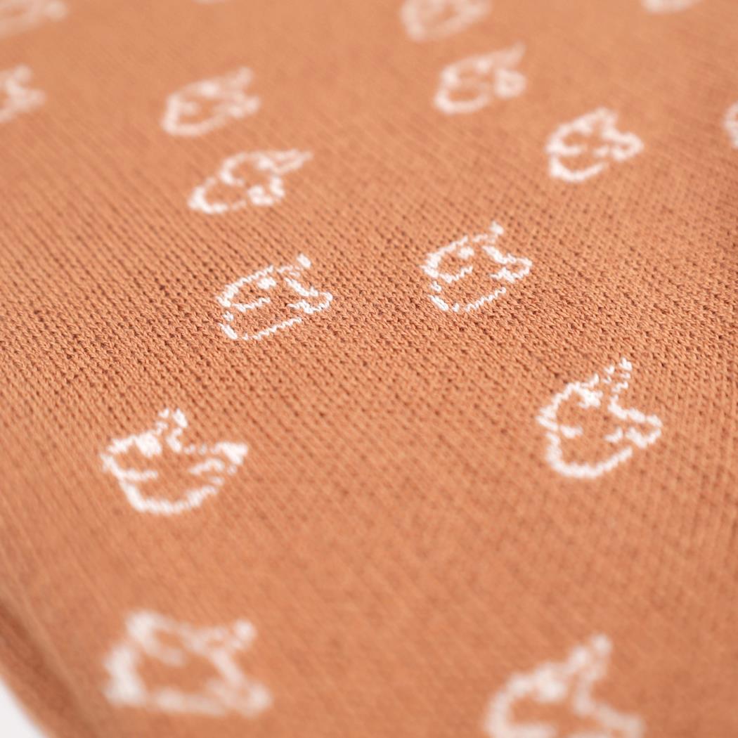 Hooded Patterned Organic Cotton Baby Knitted Jumpsuit Brown - EFENDINA PAZAR - BABOO - 8682291000109