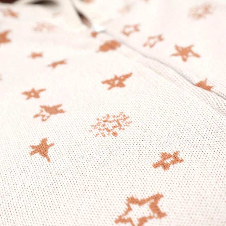 Hooded Patterned Organic Cotton Baby Knitted Jumpsuit Cream - EFENDINA PAZAR - BABOO - 8682291000161