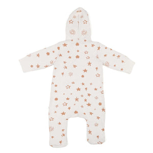 Hooded Patterned Organic Cotton Baby Knitted Jumpsuit Cream - EFENDINA PAZAR - BABOO - 8682291000161