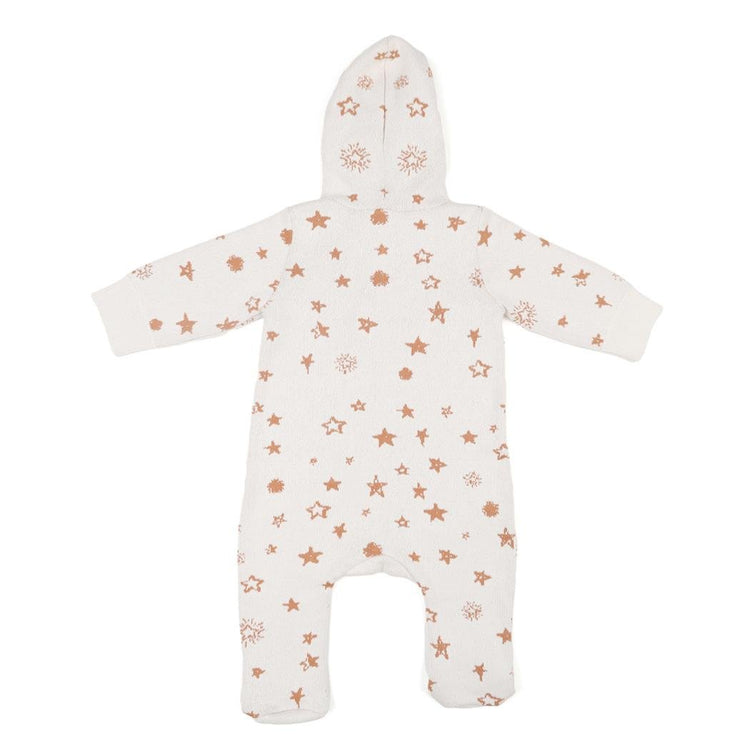 Hooded Patterned Organic Cotton Baby Knitted Jumpsuit Cream - EFENDINA PAZAR - BABOO - 8682291000161
