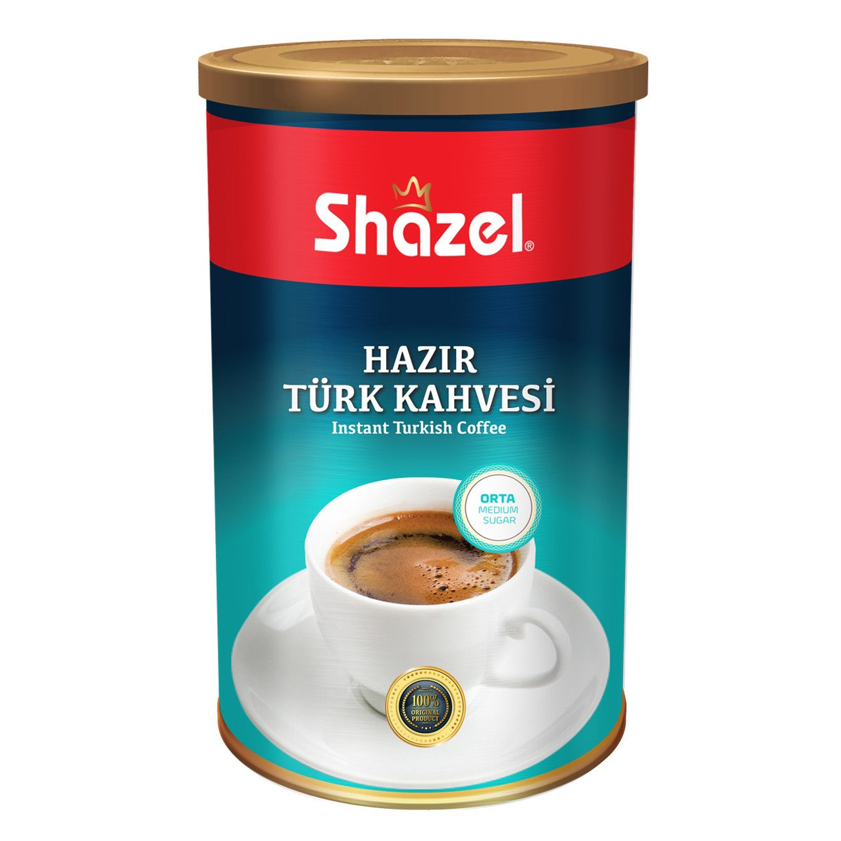 Shazel Instant Turkish Coffee Medium 250 GR tin 12 pieces