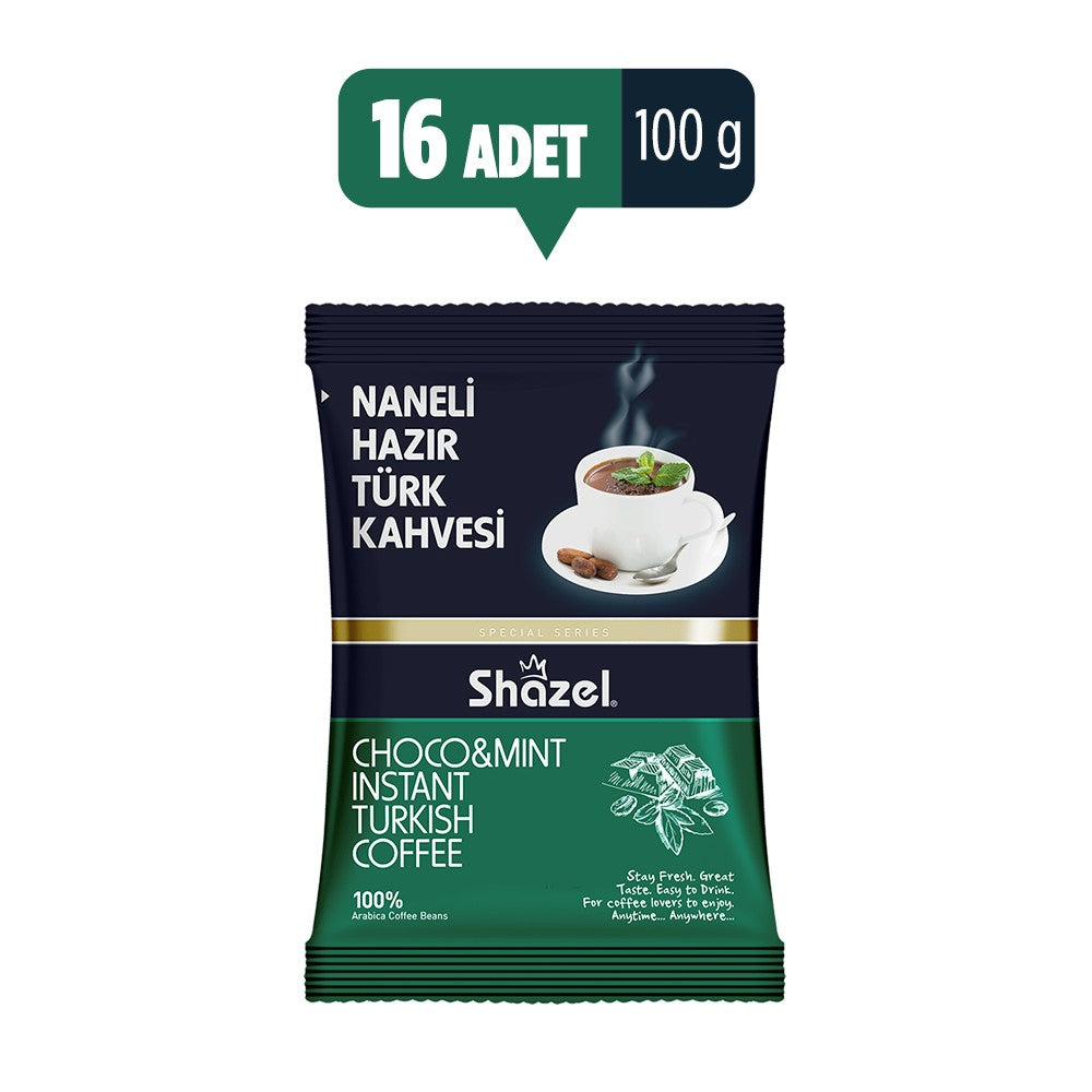 Shazel Instant Turkish Coffee with Mint 100 gr 16 Pieces 2