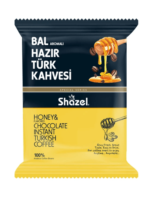Shazel Instant Turkish Coffee with Honey 100 gr 16 pieces 