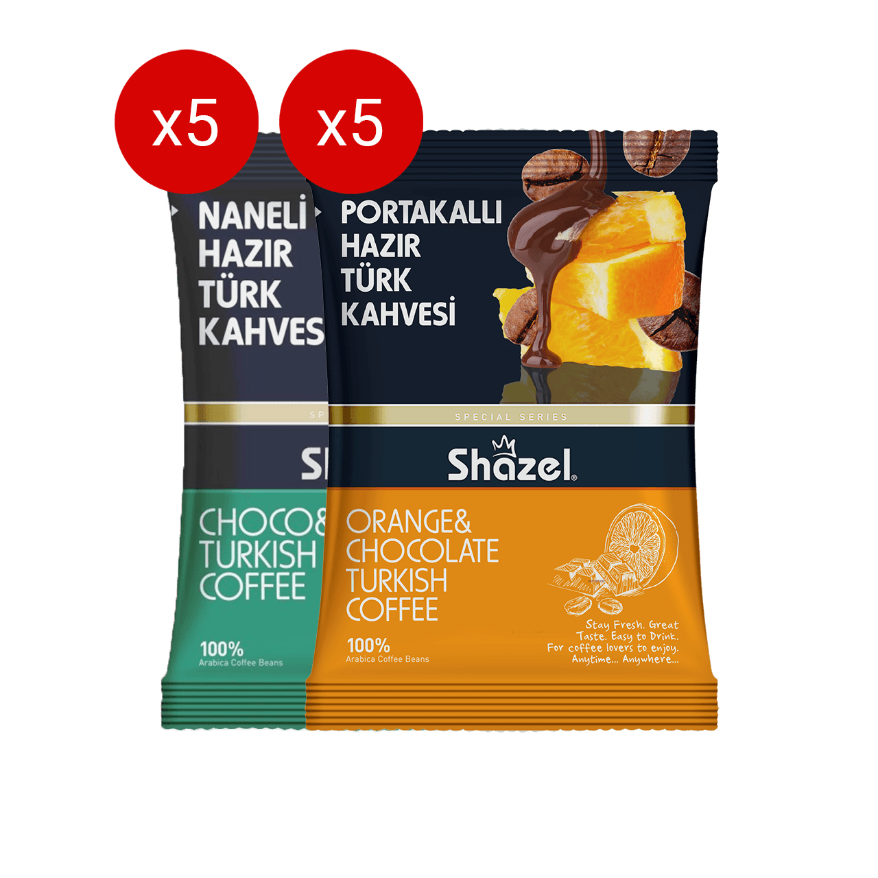 Shazel Orange and Mint Instant Turkish Coffee 5 Pieces 5 Pieces