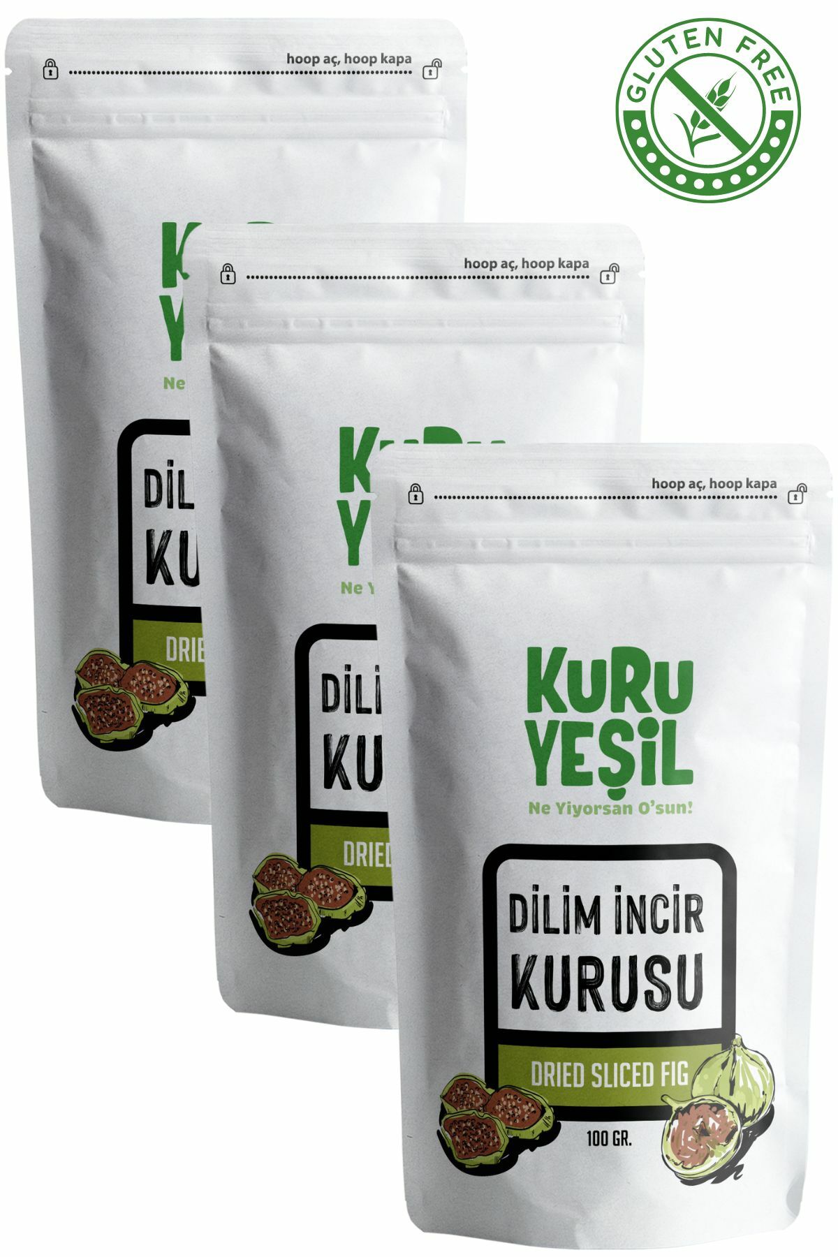 Kuru Yeşil Dried Fig Slices 300 g 3 Pack