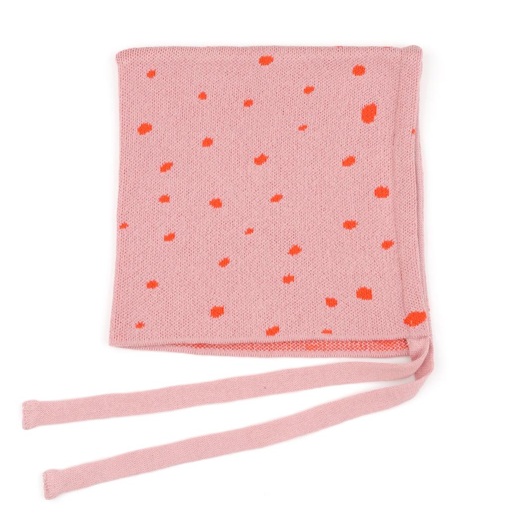 String Patterned Organic Cotton Baby Knitted Beanie Pink