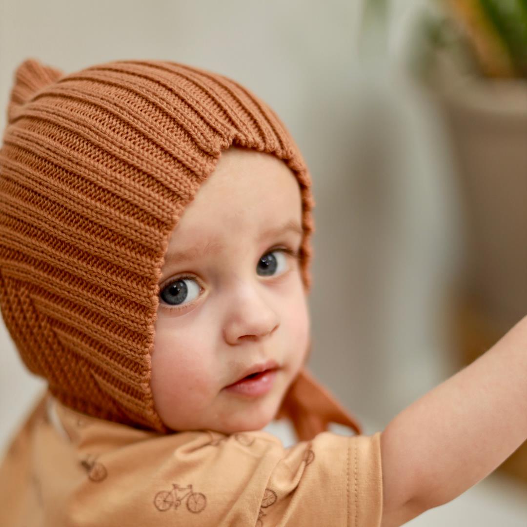String Organic Cotton Baby Knitted Beanie Brown