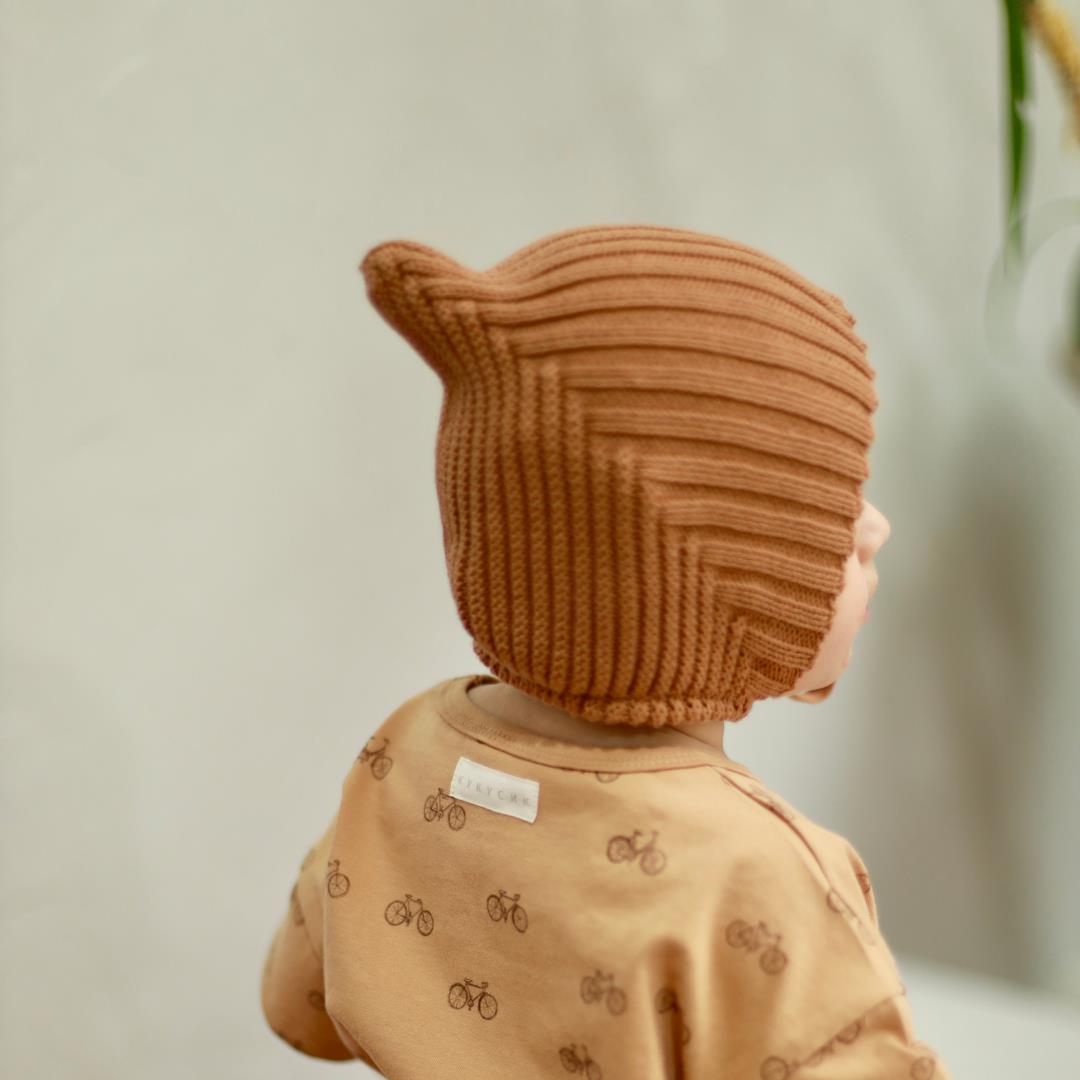 String Organic Cotton Baby Knitted Beanie Brown