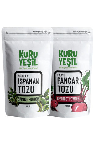 Kuru Yeşil Spinach Powder 100 g Beetroot Powder 100 g