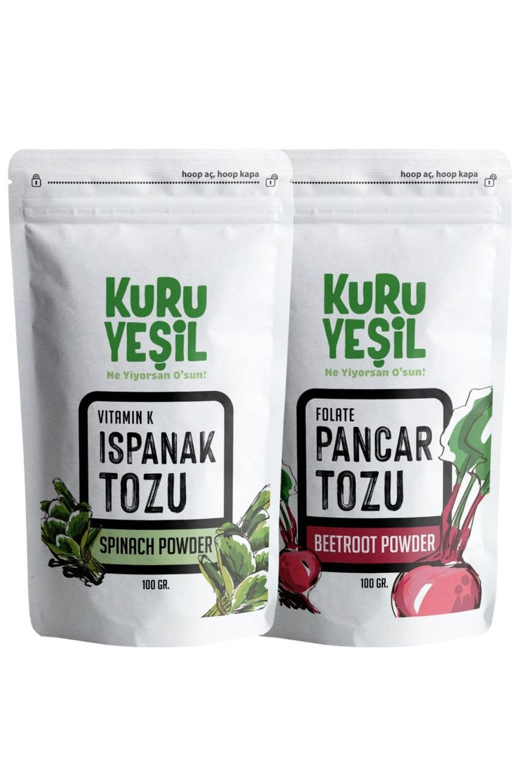 Kuru Yeşil Spinach Powder 100 g Beetroot Powder 100 g