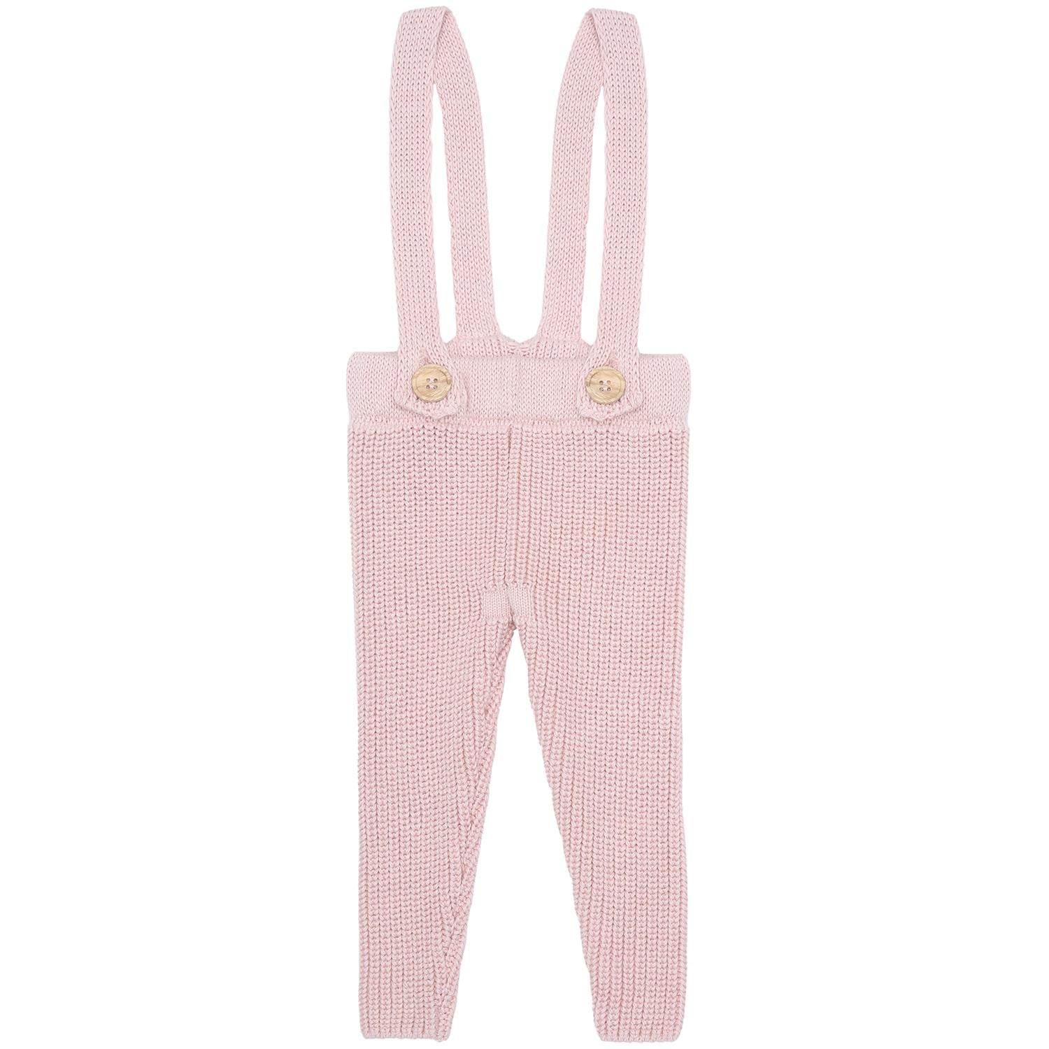 Thick Knitted Organic Cotton Baby and Children Suspender Trousers Pink