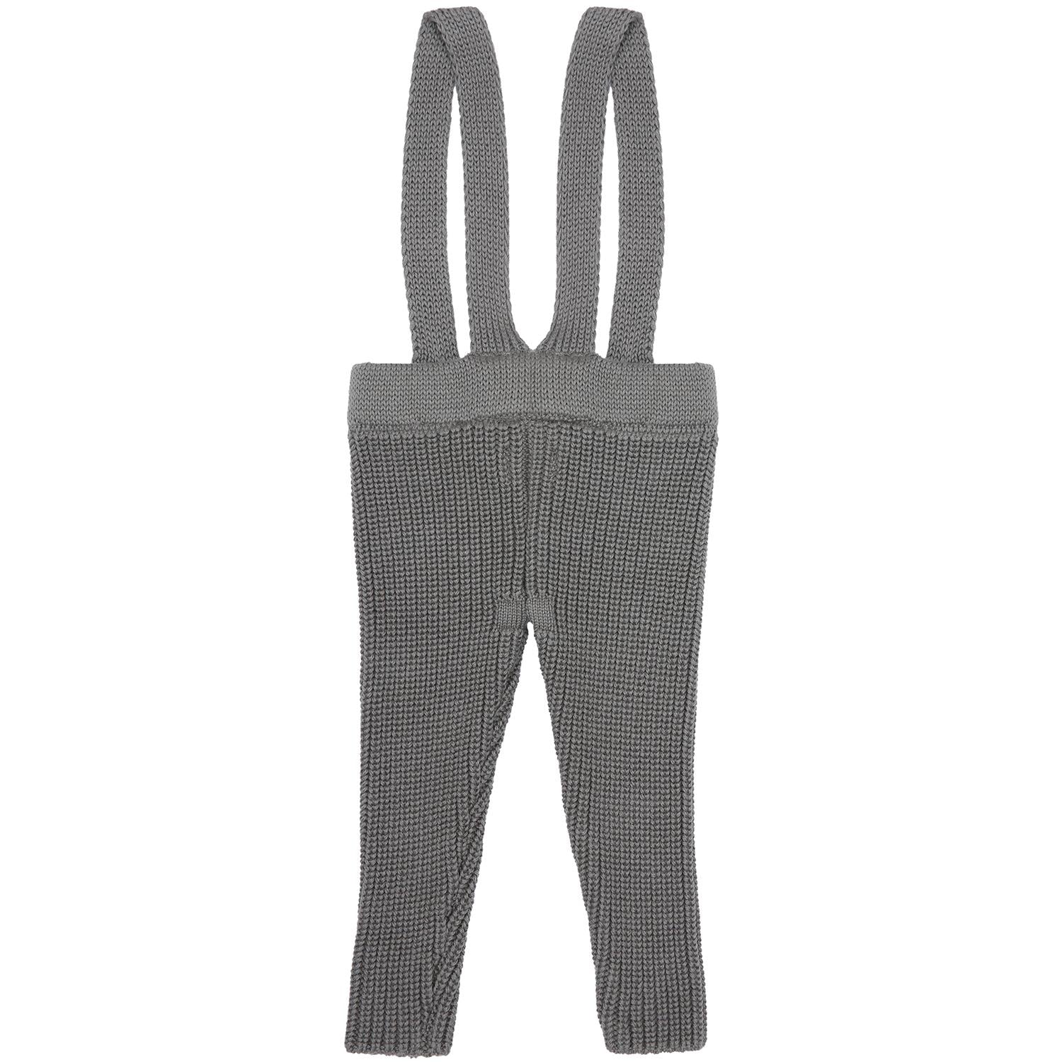 Thick Knitted Organic Cotton Baby and Kids Suspender Trousers Gray