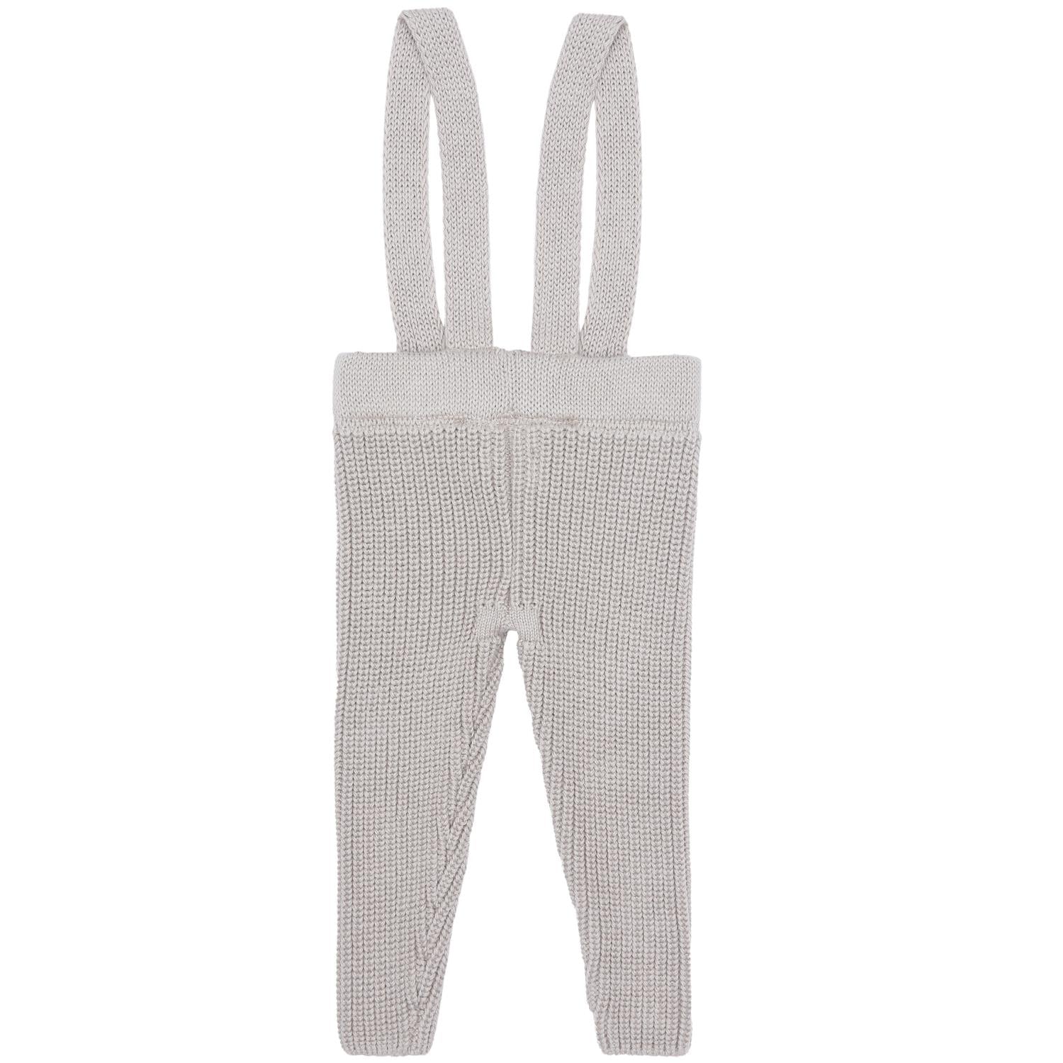 Thick Knitted Organic Cotton Baby and Kids Suspender Trousers Beige