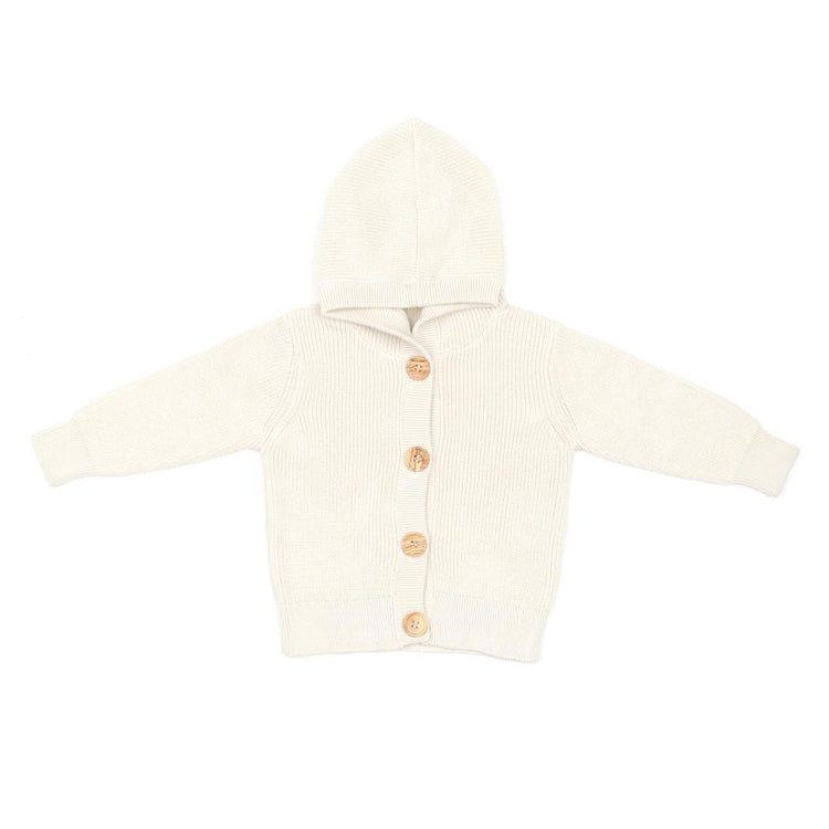 Hooded Organic Cotton Baby and Kids Cardigan Cream