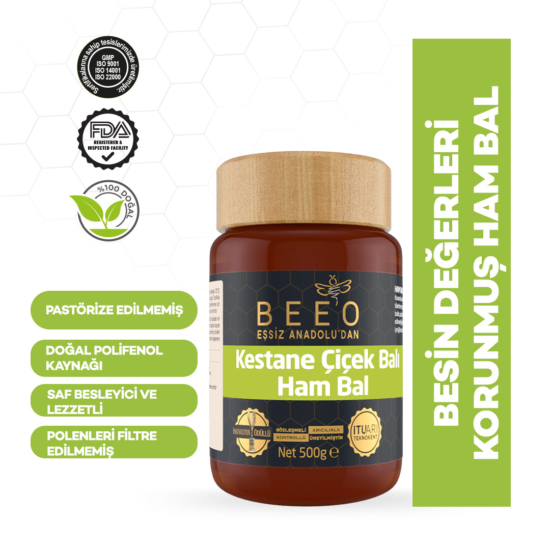 Beeo Chestnut Flower Honey Raw Honey 500 g