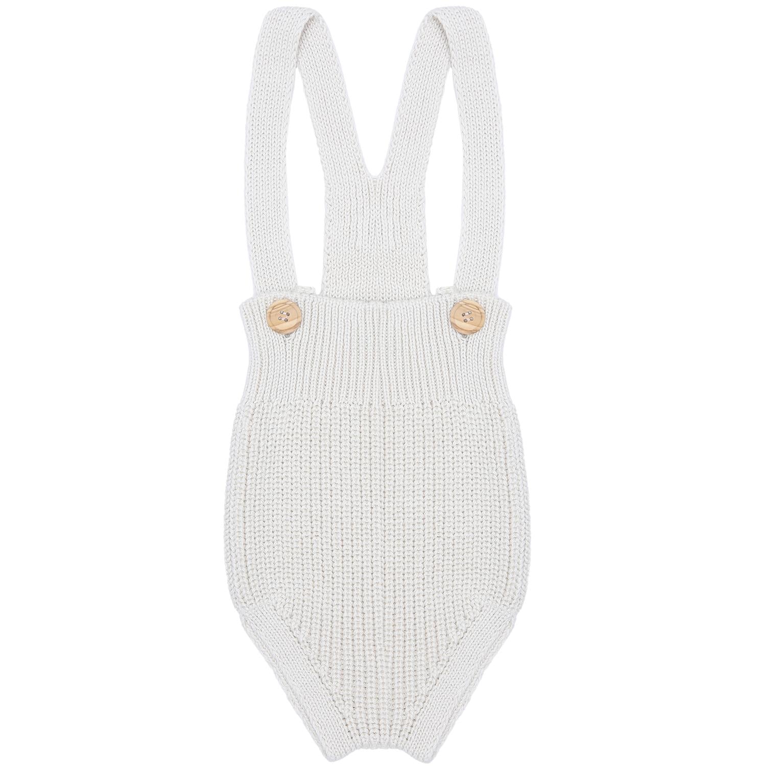 Short Thick Knitted Organic Cotton Baby Knitted Jumpsuit Cream