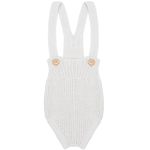 Short Thick Knitted Organic Cotton Baby Knitted Jumpsuit Cream