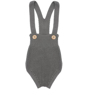 Short Thick Knitted Organic Cotton Baby Knitted Jumpsuit Gray