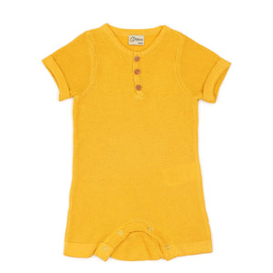 Short Sleeve Summer Spring Baby Jumpsuit Yellow