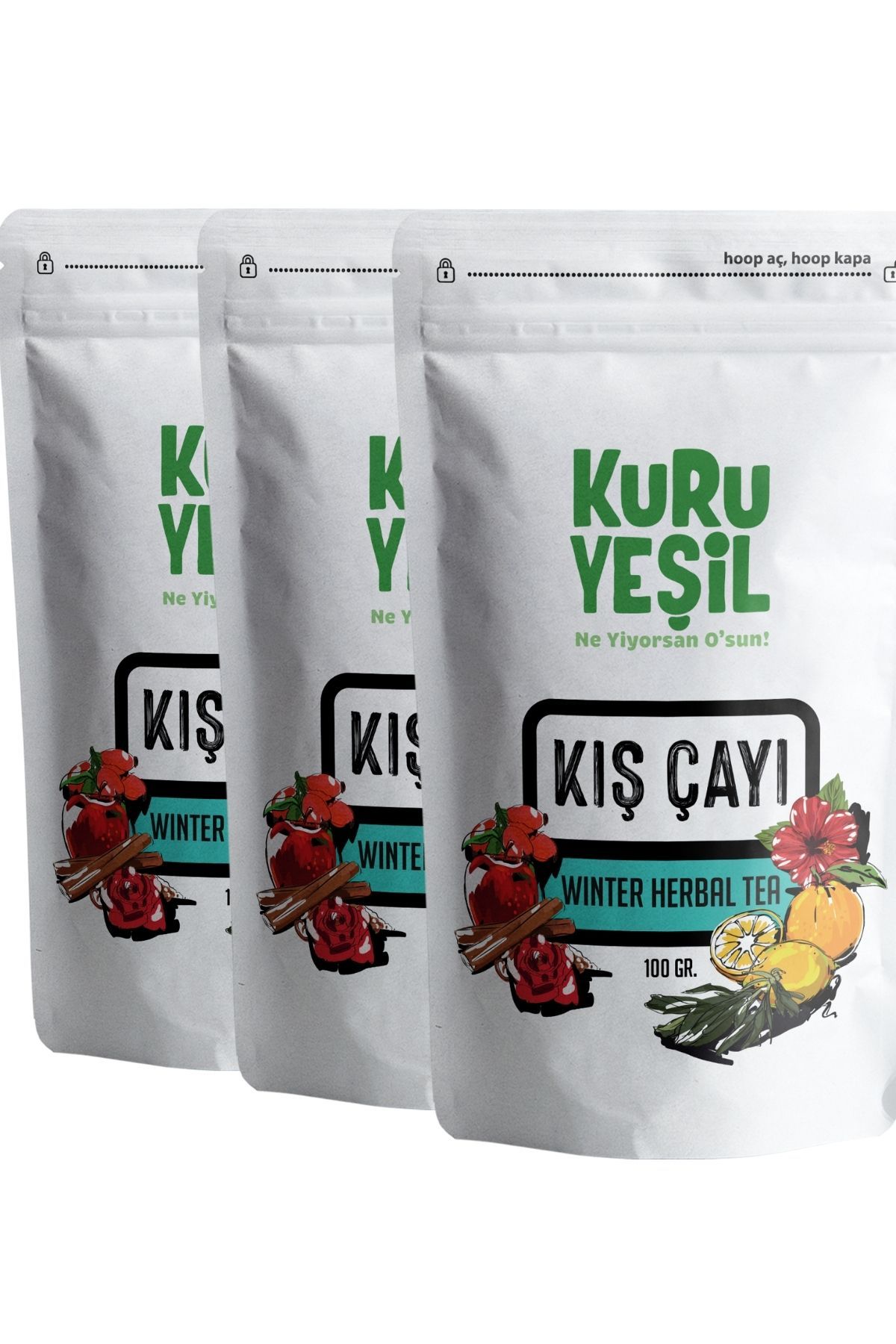 Kuru Yeşil Winter Tea 3 Piece 300 g 