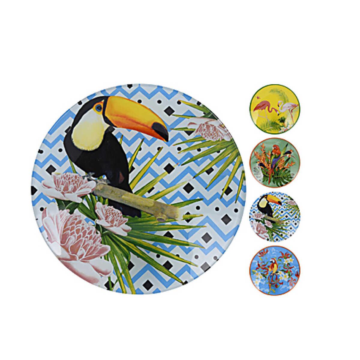 Koopman Dia Glass Serving Plate 25 Cm Assorted 4 Patterns - EFENDINA PAZAR - KOOPMAN - 8719202919370