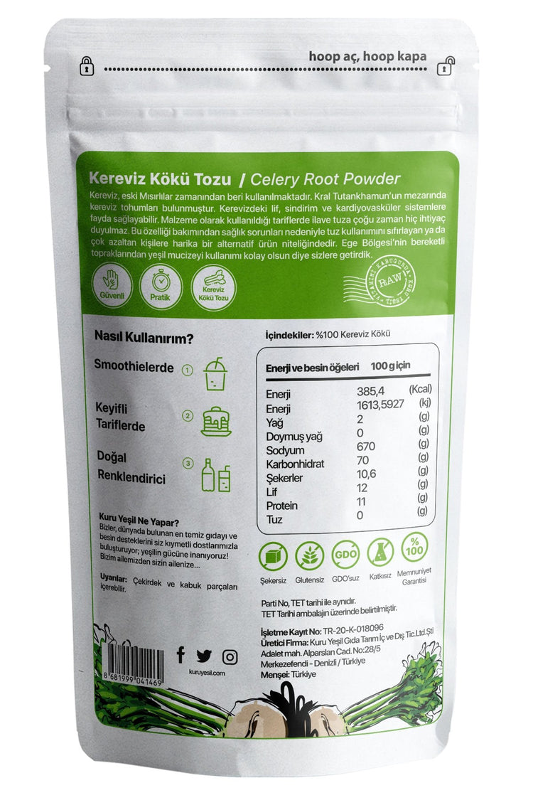 Kuru Yeşil Celery Root Powder 100 g Vegetable Powder - EFENDINA PAZAR - Kuru Yeşil - 8681999041469