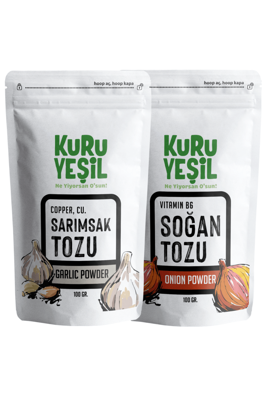 Kuru Yeşil Garlic Powder 100 g and Onion Powder 100 g - EFENDINA PAZAR - Kuru Yeşil - 8681999041551