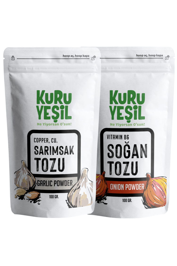 Kuru Yeşil Garlic Powder 100 g and Onion Powder 100 g - EFENDINA PAZAR - Kuru Yeşil - 8681999041551