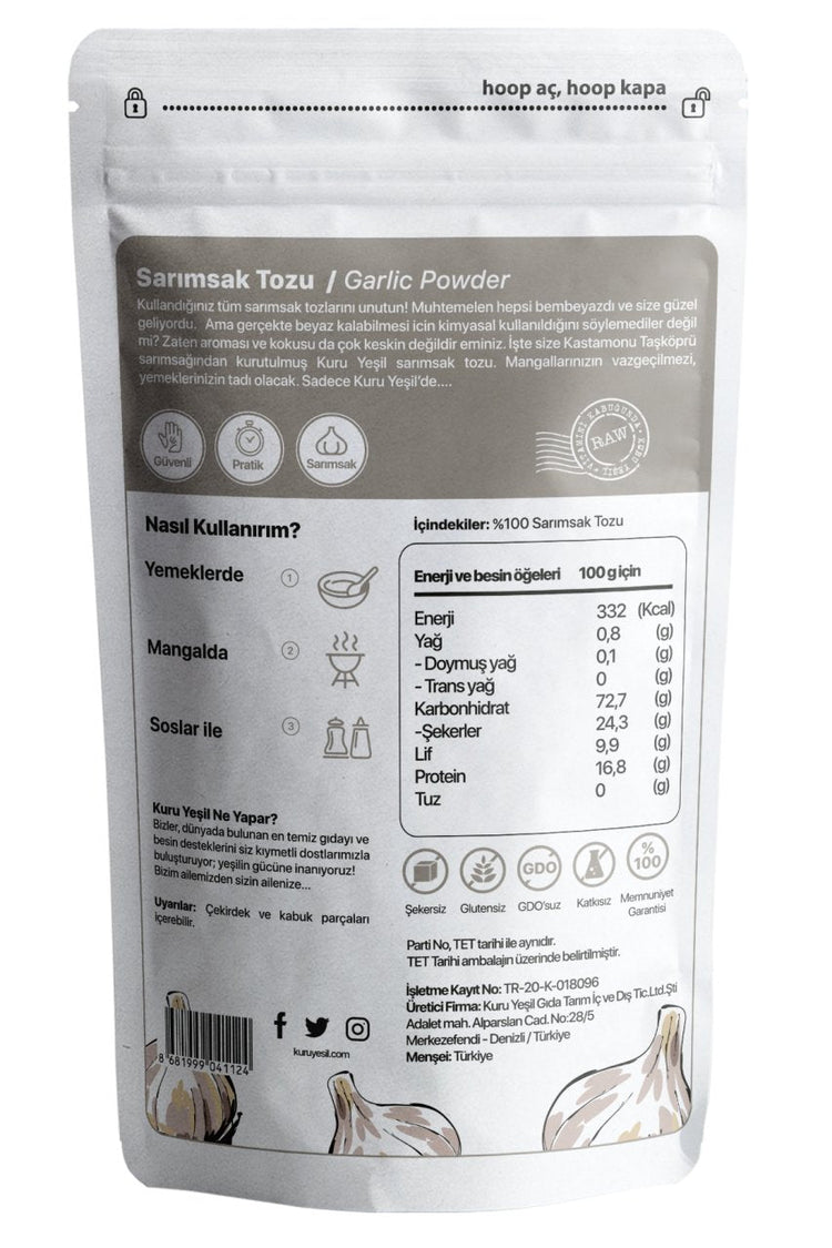 Kuru Yeşil Garlic Powder 100 g and Onion Powder 100 g - EFENDINA PAZAR - Kuru Yeşil - 8681999041551