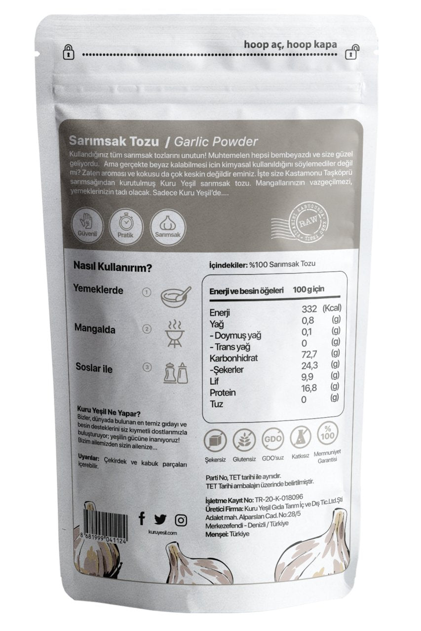 Kuru Yeşil Garlic Powder 100 g and Onion Powder 100 g - EFENDINA PAZAR - Kuru Yeşil - 8681999041551