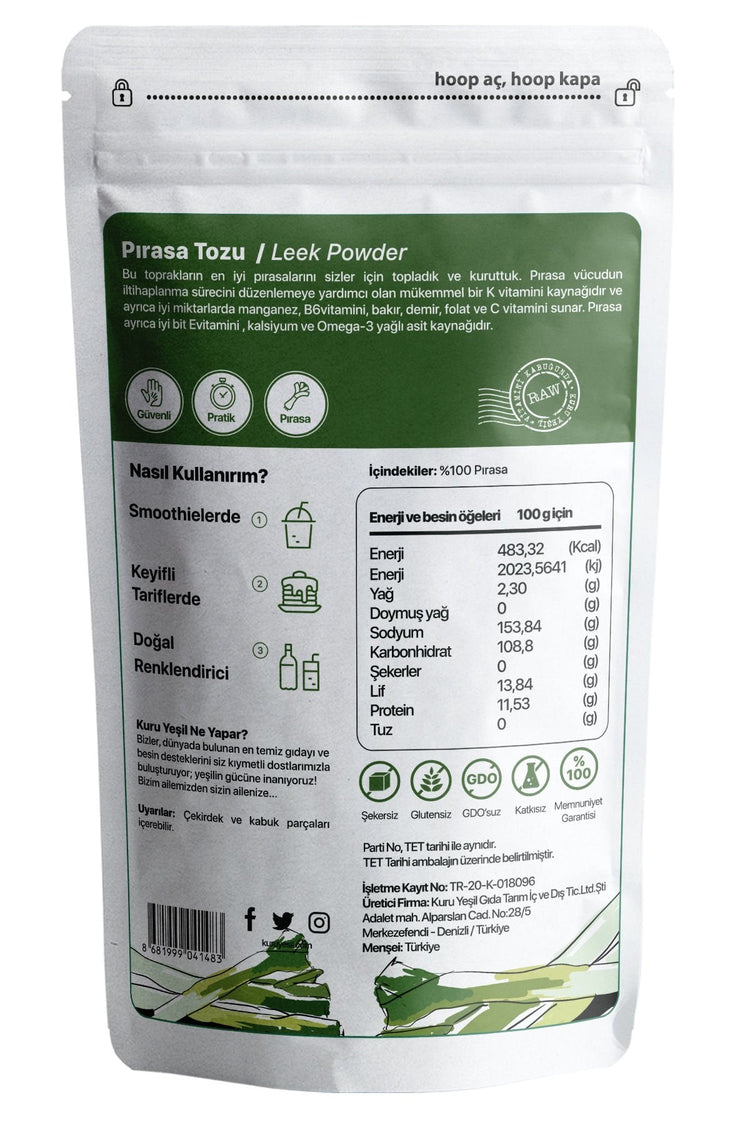 Kuru Yeşil Leek Powder 100 g Vegetable Powders Dried Vegetables - EFENDINA PAZAR - Kuru Yeşil - 8681999041483