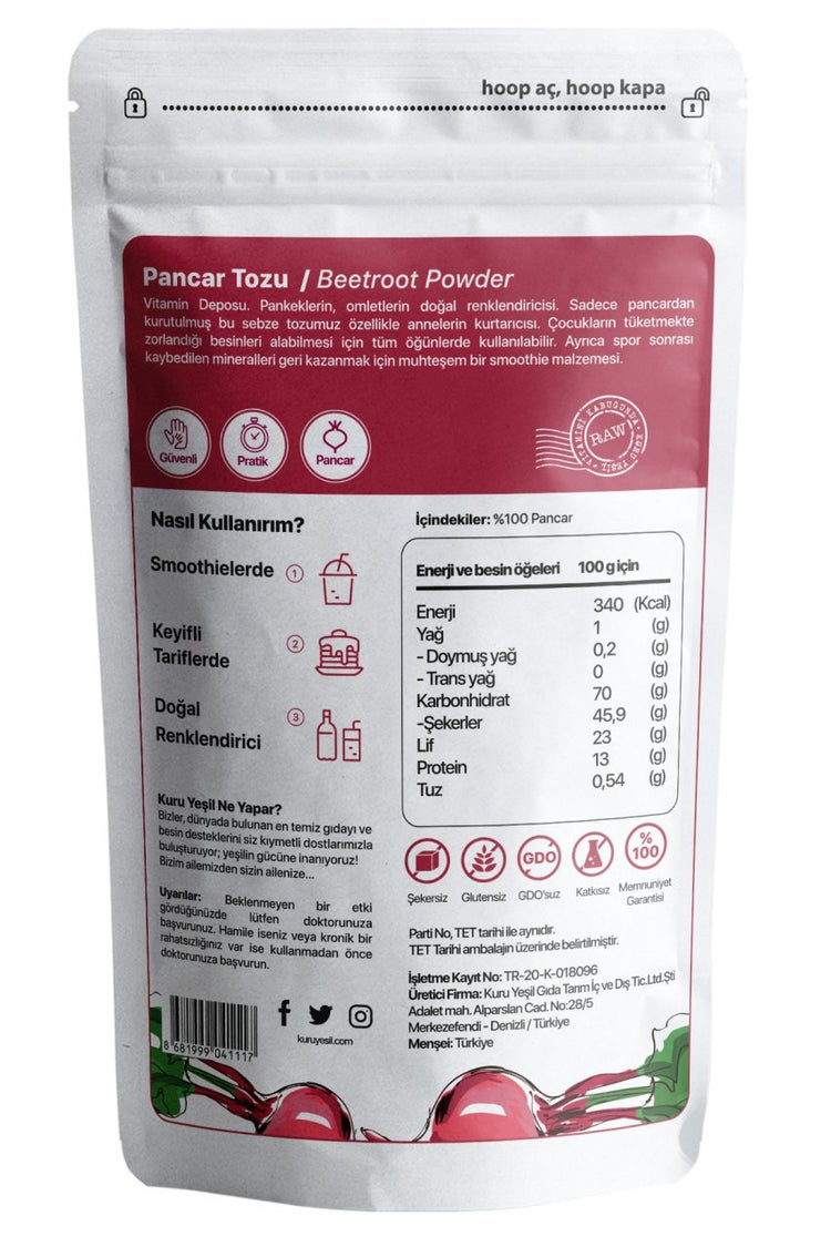 Kuru Yeşil Local Beetroot Powder 100 g and Local Garlic Powder 100 g - EFENDINA PAZAR - Kuru Yeşil - 8681999041575