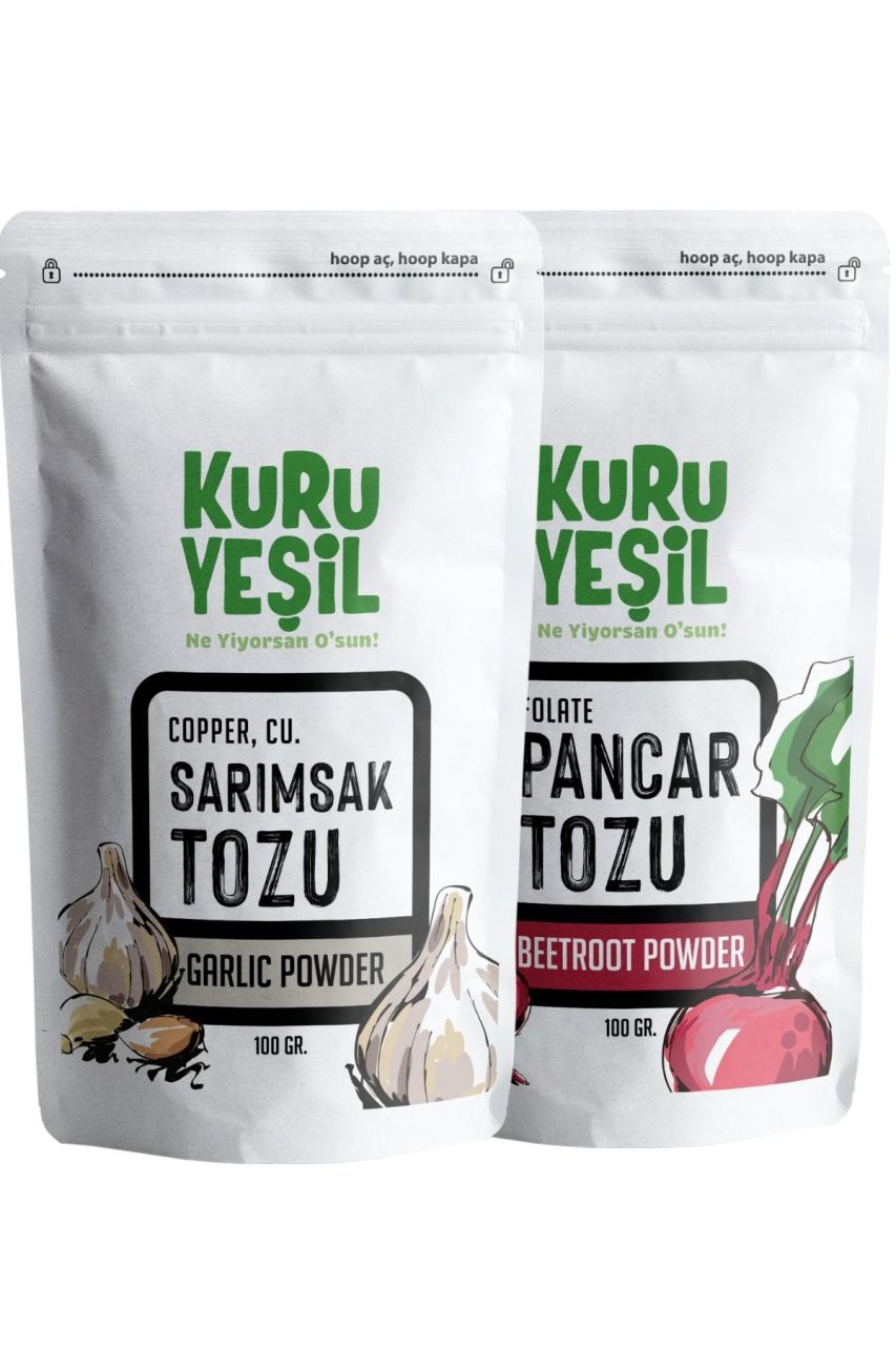 Kuru Yeşil Local Beetroot Powder 100 g and Local Garlic Powder 100 g - EFENDINA PAZAR - Kuru Yeşil - 8681999041575