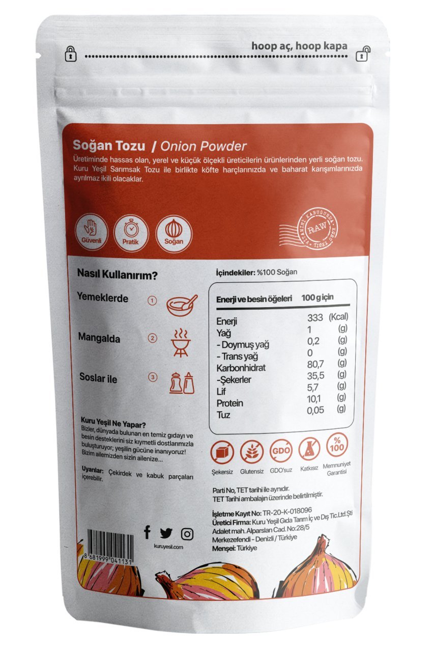 Kuru Yeşil Local Beetroot Powder 100 g and Local Onion Powder 100 g - EFENDINA PAZAR - Kuru Yeşil - 8681999041612