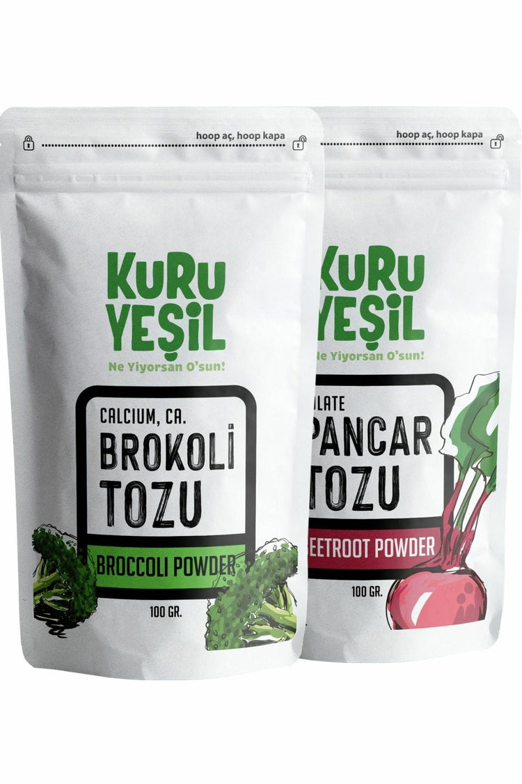 Kuru Yeşil Local Broccoli Powder 100 g and Local Beetroot Powder 100 g - EFENDINA PAZAR - Kuru Yeşil - 8681999041711