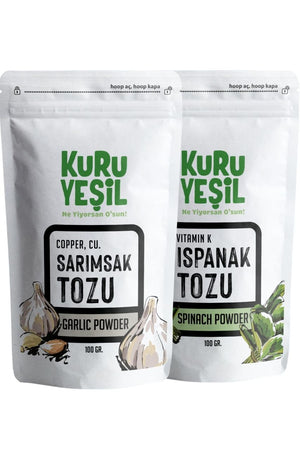 Kuru Yeşil Local Garlic Powder 100 g Local Spinach Powder 100 g - EFENDINA PAZAR - Kuru Yeşil - 8681999041582