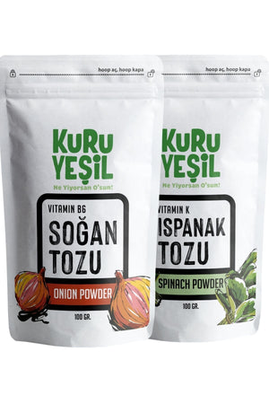 Kuru Yeşil Local Onion Powder and Local Spinach Powder 100 g 2 Pack - EFENDINA PAZAR - Kuru Yeşil - 8681999041599