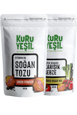 Kuru Yeşil Local Onion Powder and Local Vegetable Mix 100 g 2 Pack - EFENDINA PAZAR - Kuru Yeşil - 8681999041674