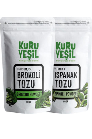 Kuru Yeşil Local Spinach Powder 100 g and Local Broccoli Powder 100 g - EFENDINA PAZAR - Kuru Yeşil - 8681999041636