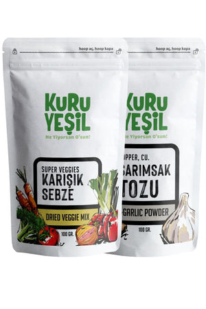 Kuru Yeşil Local Vegetable Mix 100 g and Local Garlic Powder 100 g - EFENDINA PAZAR - Kuru Yeşil - 8681999041681