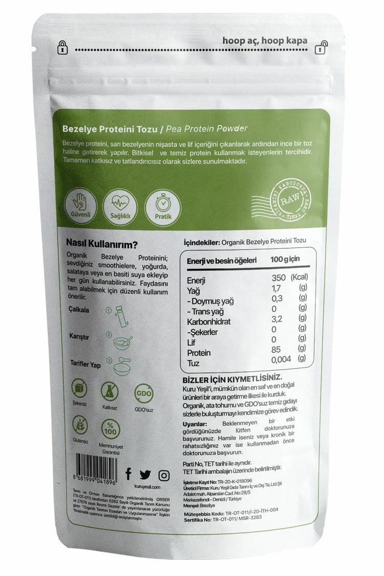 Kuru Yeşil Pea Protein Powder 100 g - EFENDINA PAZAR - Kuru Yeşil - 8681999041896