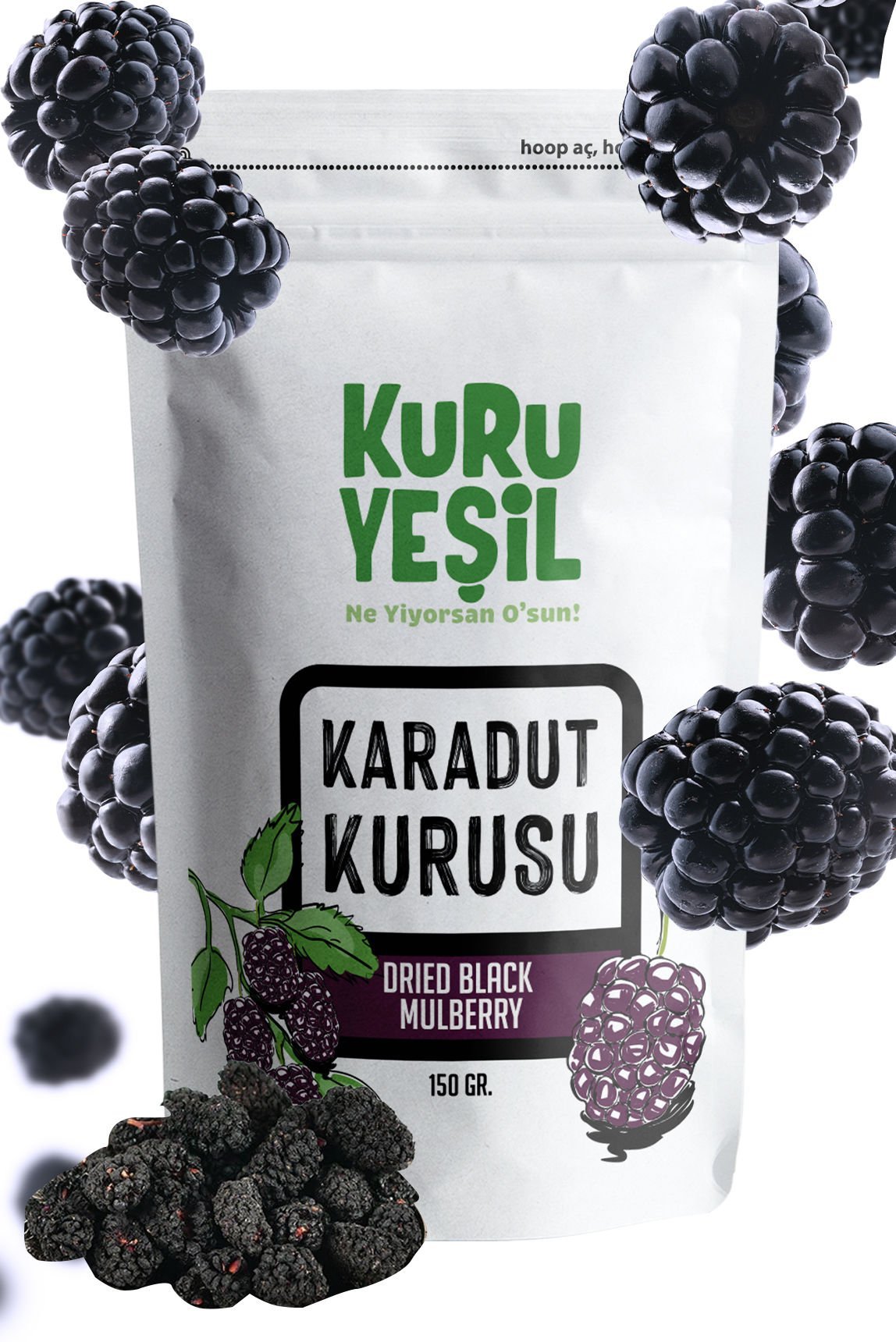 Kuru Yeşil Natural Black Mulberry Dried 150 g