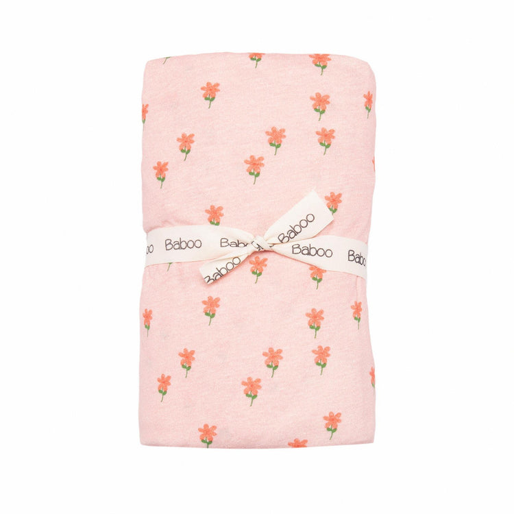Elastic Patterned Organic Cotton Baby Bed Sheet Pink