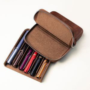 Leather 6 - Slot Zippered Pen Case - EFENDINA PAZAR - Roarcraft - 8356368646474