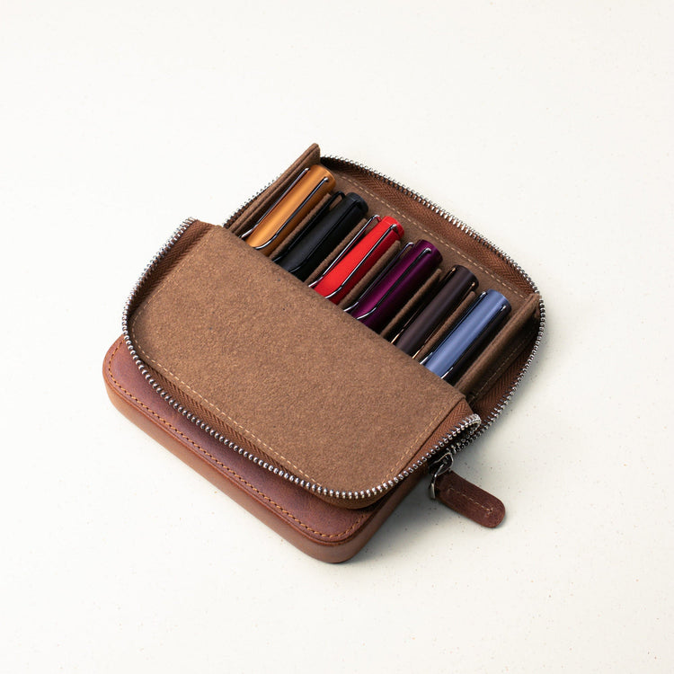 Leather 6 - Slot Zippered Pen Case - EFENDINA PAZAR - Roarcraft - 8356368646474