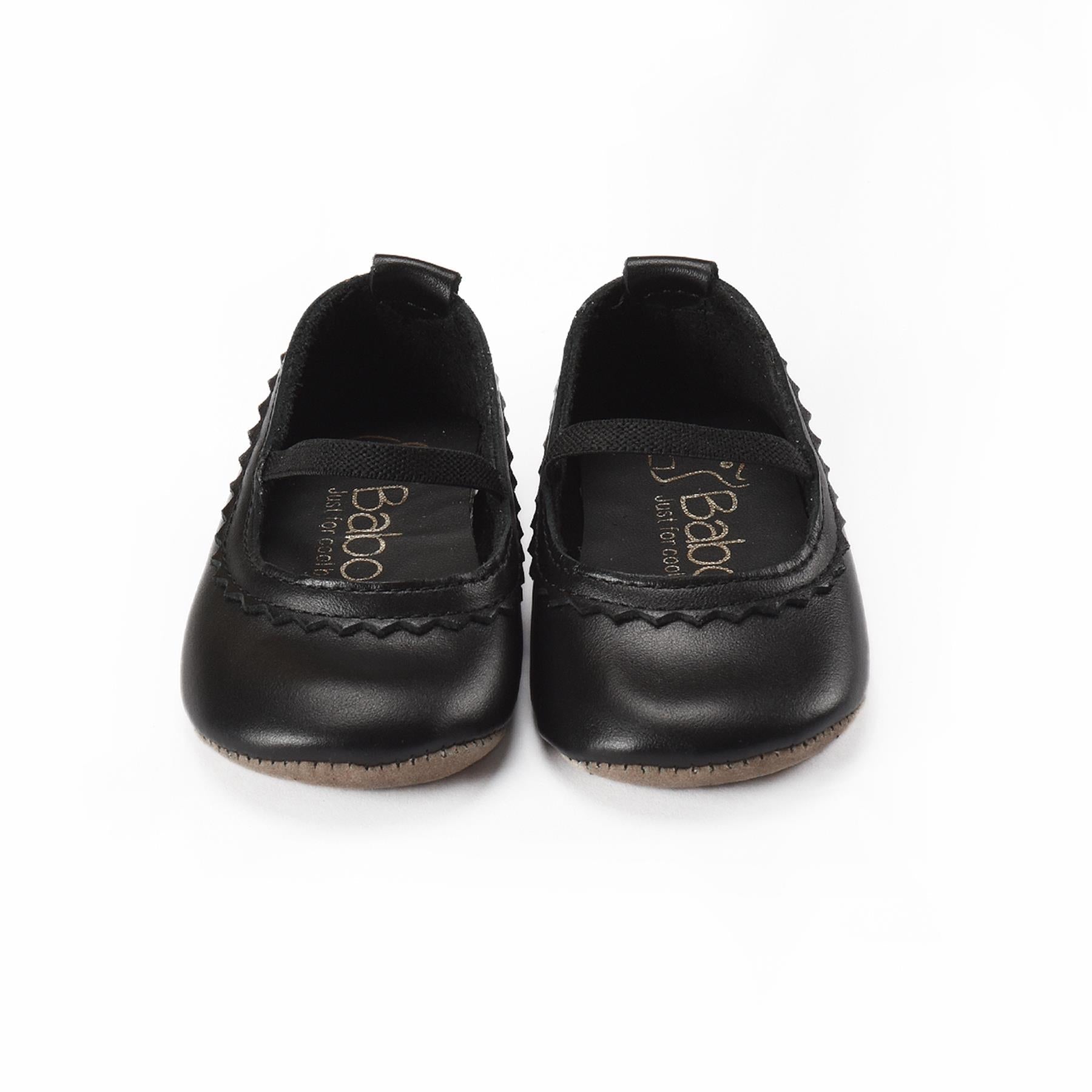 Leather Baby Booties Black - EFENDINA PAZAR - BABOO - 8691810001558