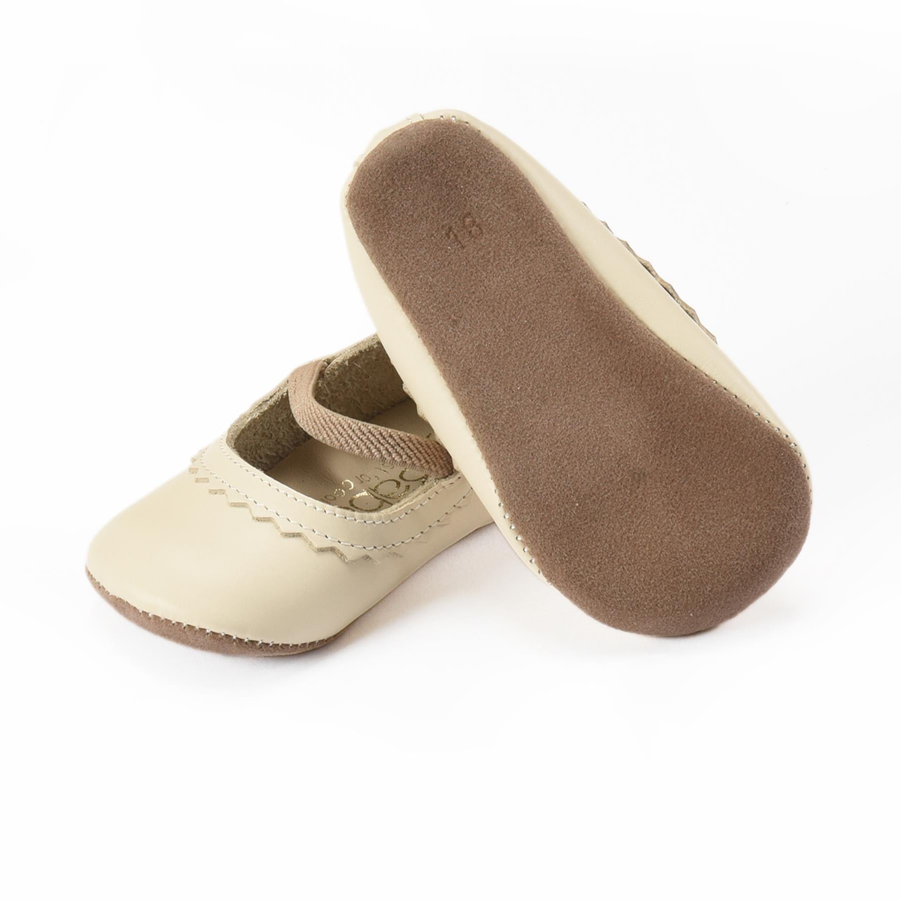 Leather Baby Booties Cream - EFENDINA PAZAR - BABOO - 8691810001404