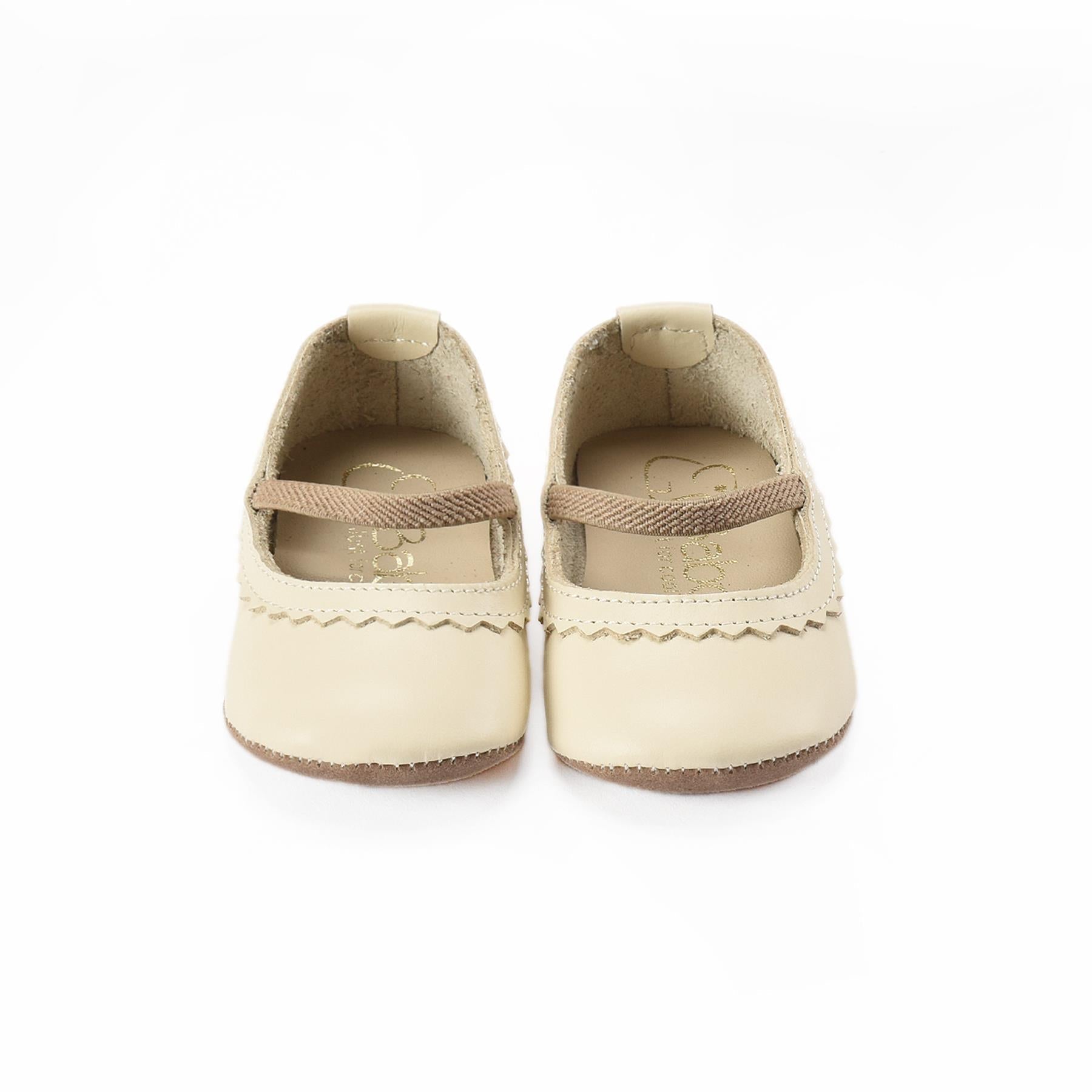 Leather Baby Booties Cream - EFENDINA PAZAR - BABOO - 8691810001404