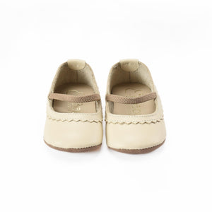 Leather Baby Booties Cream - EFENDINA PAZAR - BABOO - 8691810001404